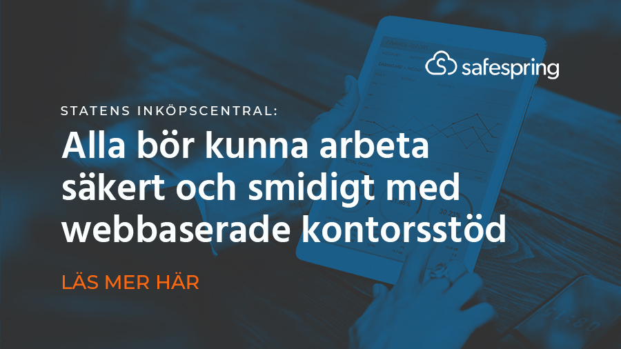 Safespring på plass under presentasjonen av forstudien: webbaserte kontorpakker